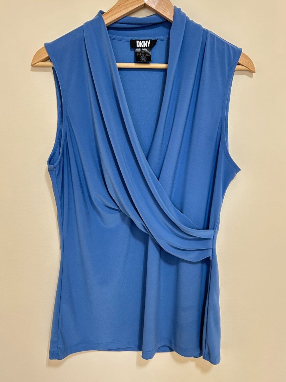 DKNY Sleeveless Wrap Top Blue Size L